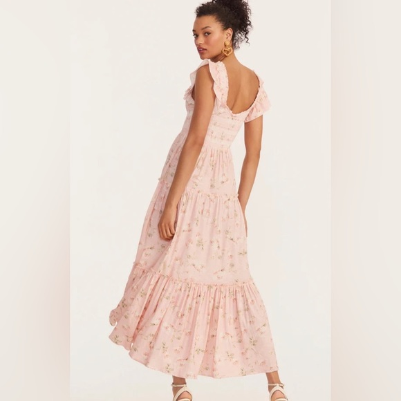 NWT LOVESHACKFANCY - CHESSIE MAXI DRESS - BALLET PINK - Picture 4 of 9
